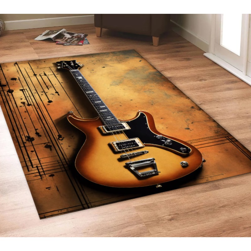 Guitar Print Music Theme Rug M - Commercial Printing Icon ulasan dan harga