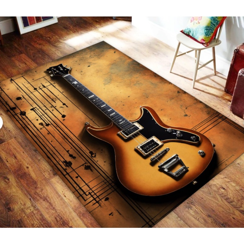 Guitar Print Music Theme Rug M - Commercial Printing Icon ulasan dan harga