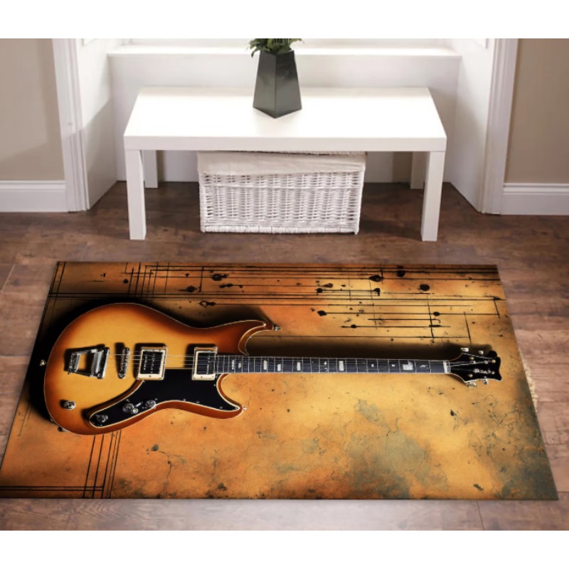 Guitar Print Music Theme Rug M - Commercial Printing Icon ulasan dan harga